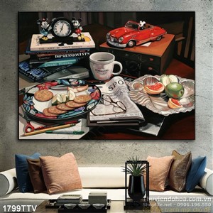 Tranh tĩnh vật hoa quả sơn dầu treo tường phòng ngủ