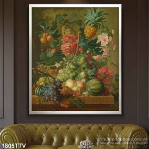 Tranh tĩnh vật hoa quả sơn dầu trang trí phòng ăn