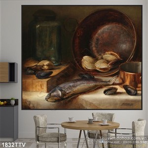 Tranh tĩnh vật hoa quả sơn dầu treo tường đẹp