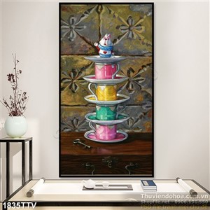 Tranh tĩnh vật hoa quả sơn dầu treo tường