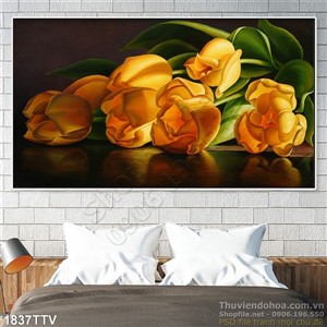 Tranh tĩnh vật hoa quả sơn dầu trang trí phòng khách