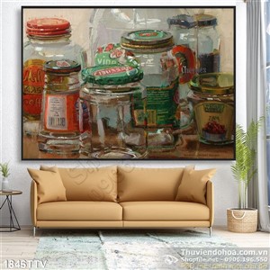 Tranh tĩnh vật hoa quả sơn dầu treo tường phòng bếp