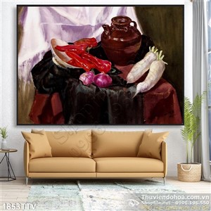 Tranh tĩnh vật hoa quả sơn dầu trang trí bếp