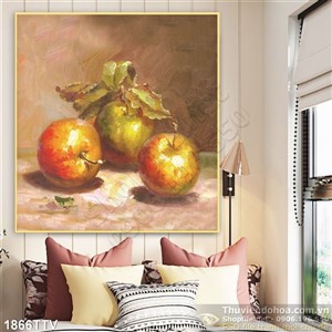 Tranh tĩnh vật hoa quả sơn dầu treo tường
