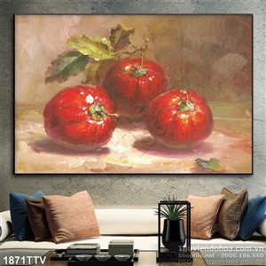 Tranh tĩnh vật hoa quả sơn dầu treo tường