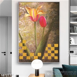 Tranh tĩnh vật hoa quả sơn dầu treo tường phòng khách