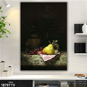 Tranh tĩnh vật hoa quả sơn dầu treo tường