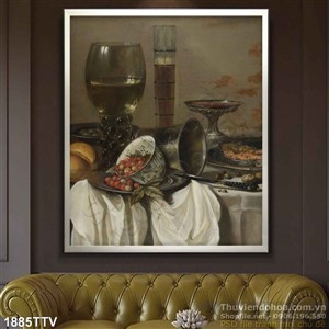 Tranh tĩnh vật hoa quả sơn dầu treo tường