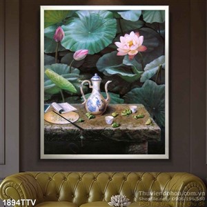 Tranh tĩnh vật hoa quả sơn dầu treo tường