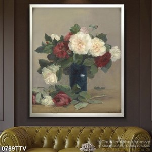 Tranh tĩnh vật hoa quả sơn dầu trang trí phòng ngủ