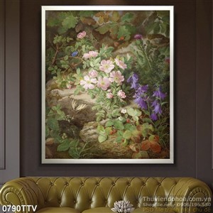 Tranh tĩnh vật hoa quả sơn dầu treo tường phòng khách