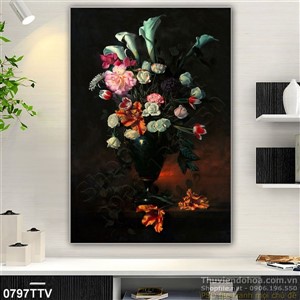 Tranh tĩnh vật hoa quả sơn dầu trang trí phòng ăn