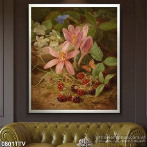 Tranh tĩnh vật hoa quả sơn dầu treo tường