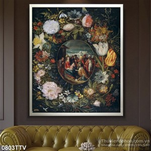 Tranh tĩnh vật hoa quả sơn dầu treo tường