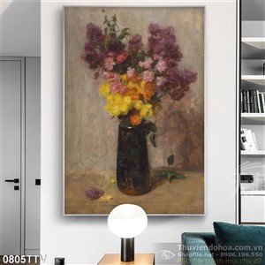 Tranh tĩnh vật hoa quả sơn dầu tường