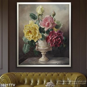 Tranh tĩnh vật hoa quả sơn dầu trang trí phòng khách