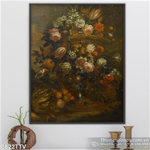 Tranh tĩnh vật hoa quả sơn dầu treo tường