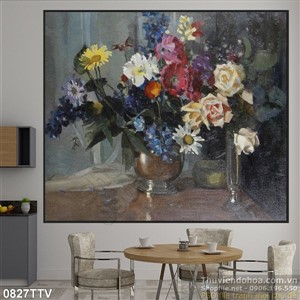 Tranh tĩnh vật hoa quả sơn dầu trang trí tường