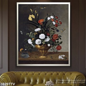 Tranh tĩnh vật hoa quả sơn dầu trang trí phòng ngủ