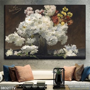 Tranh tĩnh vật hoa quả sơn dầu treo tường phòng khách