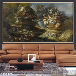 Tranh tĩnh vật hoa quả sơn dầu trang trí tường