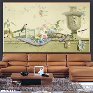 Tranh tĩnh vật hoa quả sơn dầu dán tường