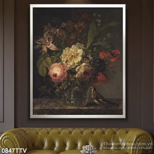 Tranh tĩnh vật hoa quả sơn dầu trang trí tường