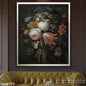 Tranh tĩnh vật hoa quả sơn dầu treo tường phòng ngủ