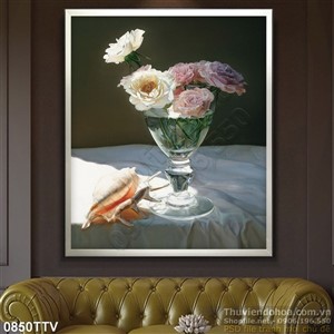 Tranh tĩnh vật hoa quả sơn dầu treo tường