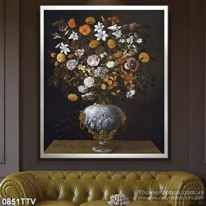 Tranh tĩnh vật hoa quả sơn dầu trang trí phòng ngủ