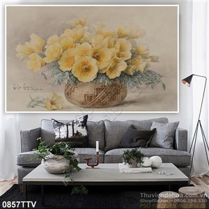 Tranh tĩnh vật hoa quả sơn dầu trang trí phòng ngủ