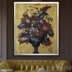 Tranh tĩnh vật hoa quả sơn dầu trang trí tường