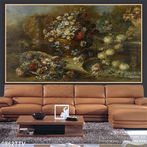 Tranh tĩnh vật hoa quả sơn dầu trang trí tường