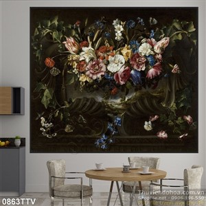 Tranh tĩnh vật hoa quả sơn dầu trang trí phòng khách