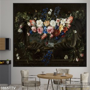 Tranh tĩnh vật hoa quả sơn dầu treo tường phòng khách