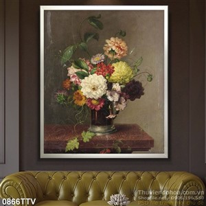 Tranh tĩnh vật hoa quả sơn dầu treo tường