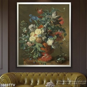 Tranh tĩnh vật hoa quả sơn dầu treo tường