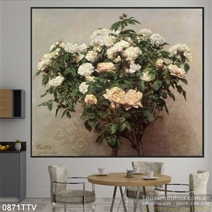 Tranh tĩnh vật hoa quả sơn dầu treo tường