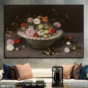 Tranh tĩnh vật hoa quả sơn dầu trang trí