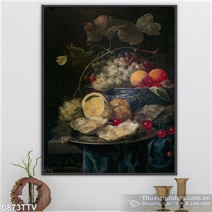 Tranh tĩnh vật hoa quả sơn dầu Châu