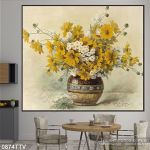 Tranh tĩnh vật hoa quả sơn dầu trang trí phòng ngủ