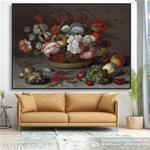 Tranh tĩnh vật hoa quả sơn dầu nghệ thuật