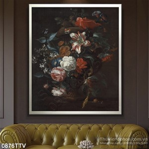 Tranh tĩnh vật hoa quả sơn dầu trang trí phòng ngủ