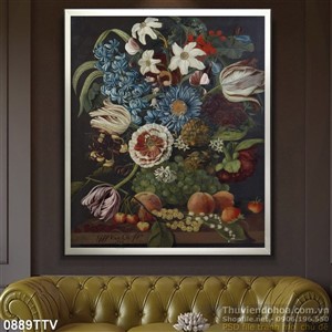 Tranh tĩnh vật hoa quả sơn dầu trang trí