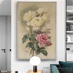 Tranh tĩnh vật hoa quả sơn dầu treo tường