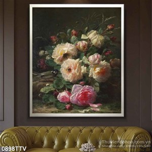 Tranh tĩnh vật hoa quả sơn dầu trang trí