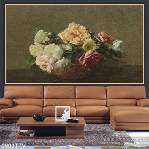 Tranh tĩnh vật hoa quả sơn dầu trang trí tường