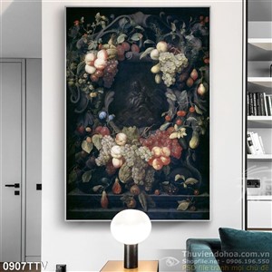Tranh tĩnh vật hoa quả sơn dầu trang trí phòng ngủ