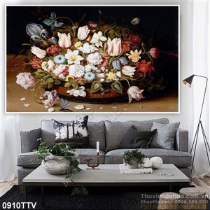 Tranh tĩnh vật hoa quả sơn dầu trang trí phòng ăn