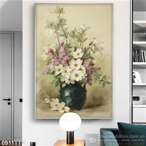 Tranh tĩnh vật hoa quả sơn dầu treo tường phòng ngủ
